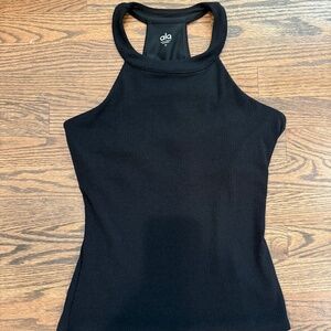 Alo Yoga Ribbed High Neck Racerback Tank – Black (Size M)